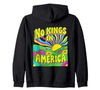 No Kings In America Psychedelic Retro 60s Hippie Sun Zip Hoodie