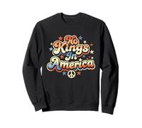 No Kings In America Retro Peace Protest Slogan Message Sweatshirt