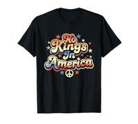 No Kings in America Retro Peace Protest Slogan Message T-Shirt