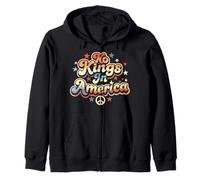 No Kings In America Retro Peace Protest Slogan Message Zip Hoodie