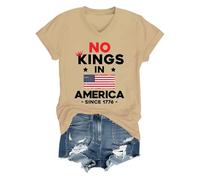 No Kings in America Shirt No Kings in America Since 1776 Shirt V Neck Khaki