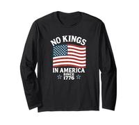 No Kings in America Since 1776 Distressed American Flag 4th Long Sleeve T-Shirt
