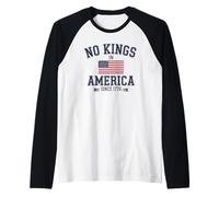 No Kings in America The People Patriotic USA Flag Raglan Baseball Tee