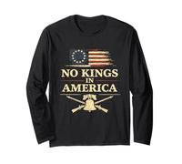 No Kings in America Vintage Patriotic Flag Protest Message Long Sleeve T-Shirt
