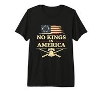 No Kings in America Vintage Patriotic Flag Protest Message Premium T-Shirt
