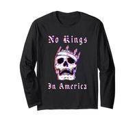 No Kings In American Retro Glitch Style Graphic Political Long Sleeve T-Shirt