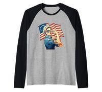 No Kings Liberty Colonial Woman Flexing Raglan Baseball Tee