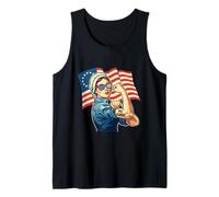 No Kings Liberty Colonial Woman Flexing Tank Top
