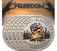 No Kings No Tyrants No Thrones Coin - 1776 Spirit Freedom Coin, Crown Symbol Liberty Themed Challenge Coins, Patriotic Keepsake for Veterans & Patriots (5pcs)