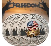 No Kings No Tyrants No Thrones Coin - 1776 Spirit Freedom Coin, Crown Symbol Liberty Themed Challenge Coins, Patriotic Keepsake for Veterans & Patriots (3pcs)