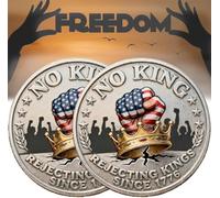 No Kings No Tyrants No Thrones Coin - 1776 Spirit Freedom Coin, Crown Symbol Liberty Themed Challenge Coins, Patriotic Keepsake for Veterans & Patriots (2pcs)
