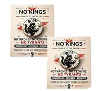 NO KINGS - NOPE Cat Pin, Cute Rebellion Black Cat Badge, with Crown & Kick, Anti Authority Statement Pins, for Jackets,Backpacks Hats, Gift forActivists (2pcs)