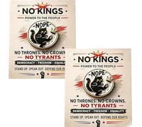 NO KINGS - NOPE Cat Pin, Cute Rebellion Black Cat Badge with Crown & Kick, Funny Anti-Authority Lapel Pin for Jackets Backpacks Hats, Political Statement Brooch Gift for Activists (2pcs)