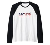 No Kings Nope Protest Sign Horizontal US Flag Raglan Baseball Tee