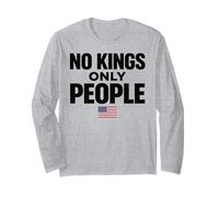 No Kings Only People Freedom Equality USA Flag Protest Text Long Sleeve T-Shirt