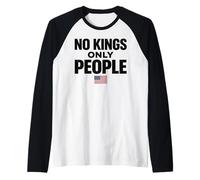 No Kings Only People Freedom Equality USA Flag Protest Text Raglan Baseball Tee