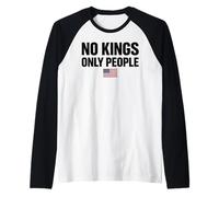 No Kings Only People Freedom Equality USA Flag Text Graphic Raglan Baseball Tee