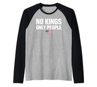 No Kings Only People Freedom Equality USA Flag Text Graphic Raglan Baseball Tee