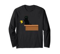 No Kings Protest Funny Black Cat Knocking Crown Off Counter Long Sleeve T-Shirt
