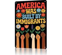No Kings Protest Signs To Carry America Was Built By Immigrants Vintage Metal Home Decor For Yard Sign Outdoor Lawn Garden 8x6inch