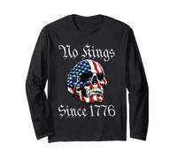 No Kings Since 1776 July 4th American Flag USA Freedom Skull Long Sleeve T-Shirt