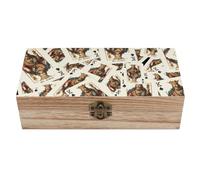 No Kings Tarot Deck Wooden Storage Box Wood Jewelry Casket Present Boxes with Hinged Lid And Front Clasp