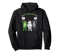 No Kings Unpaid Peaceful Protester Frog and Unicorn Pullover Hoodie
