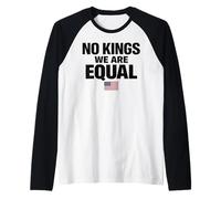 No Kings We are Equal Freedom Equality USA Flag Text Graphic Raglan Baseball Tee