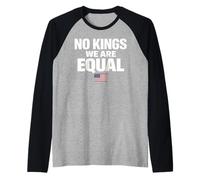 No Kings We are Equal Freedom Equality USA Flag Text Graphic Raglan Baseball Tee