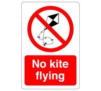 No kite flying : safety signage beech signage - 3mm Aluminum Dibond for indoor/outdoor usage (400mm x 300mm) 14m Viewing Distance.