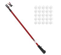 No Ladder PRO MAX Dual Head Telescoping Pole | Light Hanging Kit for Hanging String Lights, Decorations, Garlands, 11ft Reach, Compatible with Gutters, Shingles, Eaves, 25 Light Clips Included