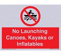 No Launching Canoes, Kayaks or Inflatables Sign - 100x75mm - A7L