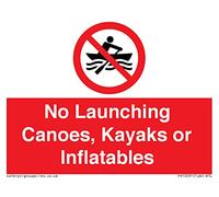 No Launching Canoes, Kayaks or Inflatables Sign - 100x75mm - A7L