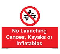 No Launching Canoes, Kayaks or Inflatables Sign - 200x150mm - A5L