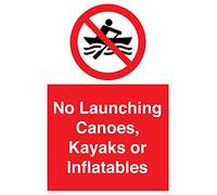 No Launching Canoes, Kayaks or Inflatables Sign - 400x600mm - A2P