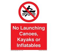 No Launching Canoes, Kayaks or Inflatables Sign - 75x100mm - A7P