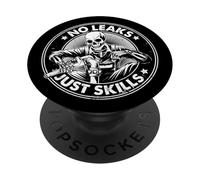 No Leaks Just Skills Tough Skeleton Plumber Gift PopSockets Adhesive PopGrip