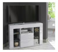(No LED Lights) White Corner TV Stand 100cm Gloss & Matt Venico02 LED Lights