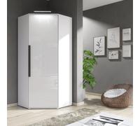 (No LED Lights) White Gloss & Matt Corner Wardrobe Closet Storage Clifton 14 LED Light