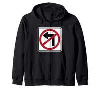 No Left Turn Driving Road Sign Zip Hoodie