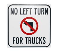 No Left Turn For Trucks With Left Arrow Metal Warning Sign with Easy Install for Indoor Outdoor Security, Business Office Home Garden Street Decor 30 x 30 cm