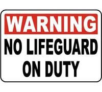 No Lifeguard On Duty - Pool Safety Metal Sign, 8x12 Inch Aluminum - Indoor & Outdoor Warning Sign