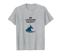 No Lifeguard On Duty Shark Warning Beach Sign T-Shirt, Men, Heather Grey, XL