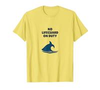 No Lifeguard On Duty Shark Warning Beach Sign T-Shirt, Men, Lemon, 3XL