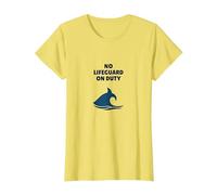 No Lifeguard On Duty Shark Warning Beach Sign T-Shirt, Women, Lemon, XS