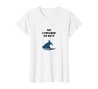 No Lifeguard On Duty Shark Warning Beach Sign T-Shirt, Women, White, S