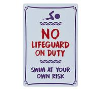 No Lifeguard On Duty Sign, Pool Sign 8x12 Rust Free Metal UV Printed, Easy to Mount