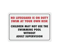 No Lifeguard On Duty Swim At Own Risk Sign Sign, 8 X 12 Grade Reflective Sheeting Rust Free Aluminum, Weather Resistant, Waterproof, Easy To Mount