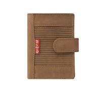 No Limits Genuine Leather Credit Card Holder for Men Nubuck Effect Pop-up Mechanism Compact Wallet with Banknote and Coin Pocket with Box, Camel, Pop-up, Casual