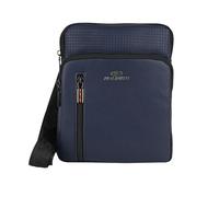 No Limits Men's Crossbody Shoulder Bag - Waterproof Faux Leather, Adjustable Strap, Multi-Pocket, Blue with Orange Lining